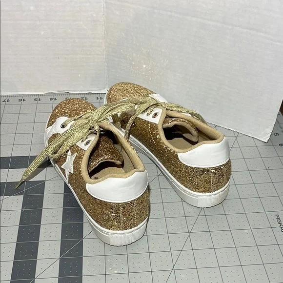 Gold Glitter Women's Sneakers - Picture 2 of 9
